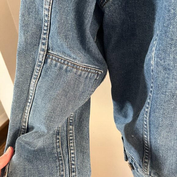 VTG Y2K Eddie Bauer Sz XL Men's Cotton Denim Trucker Style Jean Jacket - Picture 10 of 12